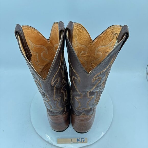 Nocona Men Size 9D Brown Leather Pull On Cowboy Western Boot - Picture 11 of 14